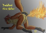 all_fours anthro anus backsack balls biped black_markings fart fart_fetish feet fire fire_fart fur genitals hair hindpaw male markings nude orange_body orange_fur parody paws penis red_hair solo tail text yellow_eyes ziggywolf canid canine fox mammal english_text