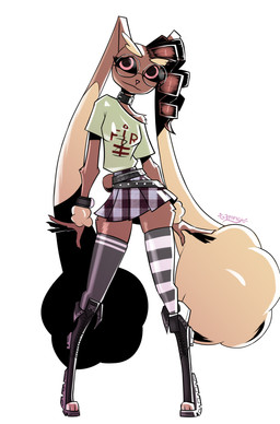 anthro arm_tuft belt black_choker black_clothing black_jewelry black_legwear black_necklace black_sclera black_stockings boots bottomwear brown_body brown_fur brown_hair choker clothed clothed_anthro clothed_female clothing cuffs_(clothing) curly_hair digitigrade_footwear ear_tuft eyeliner eyewear female female_anthro footwear fur furgonomic_footwear furgonomics glasses hair huge_ears jewelry legwear makeup necklace pattern_clothing pattern_legwear pattern_stockings pink_pupils pleated_skirt pupils round_glasses scut_tail shirt shoes short_tail sidecut simple_background skirt slim slim_anthro slim_female solo standing stockings striped_clothing striped_legwear striped_stockings stripes t-shirt tail topwear tuft wearing_glasses white_background white_clothing white_legwear white_stockings gatonejo nintendo pokemon veronika_(gatonejo) generation_4_pokemon lagomorph lopunny mammal pokemon_(species) 2026 digital_drawing_(artwork) digital_media_(artwork) hi_res signature