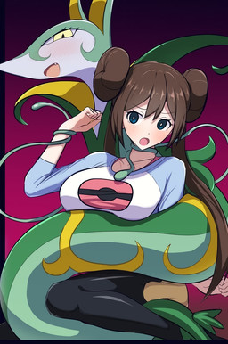 ambiguous_gender blush blush_lines clothed clothing coiling coiling_around_body duo female feral restrained serpentine ozisann2889981 nintendo pokemon rosa_(pokemon) generation_5_pokemon human mammal pokemon_(species) reptile scalie serperior snake hi_res
