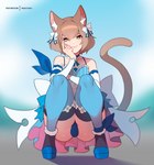 blush bulge clothed clothing femboy legwear looking_at_viewer male smile solo tail matemi re:zero ferris_argyle animal_humanoid cat_humanoid felid felid_humanoid feline feline_humanoid humanoid mammal mammal_humanoid 2022 hi_res