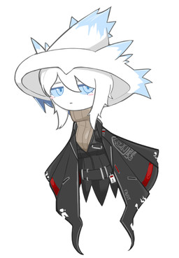 alternate_species black_clothing black_coat black_topwear black_vest blue_clothing blue_eyes blue_hat blue_headwear blue_sclera blush blush_stickers breasts clothing coat eyebrows female floating hair hat headgear headwear legless logo logo_on_clothing mouth_closed name_tag not_furry pokefication simple_background solo sweater tan_clothing tan_sweater tan_topwear topwear torn_clothing torn_coat turtleneck vest white_background white_body white_clothing white_eyebrows white_hair white_hat white_headwear white_skin witch_hat 7database limbus_company nintendo pokemon project_moon faust_(limbus_company) generation_4_pokemon mismagius pokemon_(species) spirit 2026 crossover