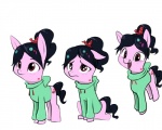 alternate_species black_hair brown_eyes clothing cutie_mark female feral hair open_mouth ponification quadruped shirt smile solo tail topwear swomswom disney hasbro my_little_pony wreck-it_ralph vanellope_von_schweetz equid equine horse mammal pony 5:4 crossover