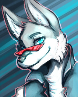 anthro black_nose blue_eyes clothed clothing collared_jacket eyewear fluffy fur grey_body jacket looking_over_sunglasses male red_eyewear red_sunglasses simple_background smile solo sunglasses text topwear tuft white_body white_fur adrenalineart silver_(tanti) canid canine fox mammal 4:5 artist_name bust_portrait colored digital_drawing_(artwork) digital_media_(artwork) hi_res portrait signature