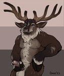 anthro antlers balls beard chest_tuft facial_hair foreskin genital_piercing genitals hoof_hands hooves horn humanoid_genitalia humanoid_penis male musclegut muscular penis penis_piercing piercing prince_albert_piercing solo tuft danero cervine deer mammal new_world_deer reindeer hi_res