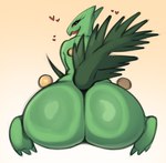 2023 absurd_res anthro big_butt biped blush butt eyelashes female generation_3_pokemon heart_symbol hi_res huge_butt looking_at_viewer looking_back looking_back_at_viewer nintendo pokemon pokemon_(species) pupils rear_view saltyxodium sceptile smile solo