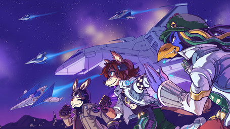anthro arwing beard black_hair black_nose blood blue_body blue_fur bodily_fluids brown_hair clothing cowering dreadlocks facial_hair female fur great_fox group hair hat headgear headwear male scared short_hair space teeth young dkirbyj nintendo star_fox star_fox_zero two_best_friends_play falco_lombardi fox_mccloud liam_(two_best_friends_play) matt_(two_best_friends_play) peppy_hare slippy_toad woolie_(two_best_friends_play) alien amphibian avian canid canine fox lagomorph mammal 2016