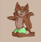 anthro clothing eyewear glasses kneeling looking_at_viewer male one_eye_closed solo tongue tongue_out underwear wink winking_at_viewer rexy_art jesse_cat domestic_cat felid feline felis mammal hi_res