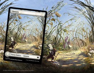 acorn ambiguous_gender anthro armor clothing daisy_(flower) dandelion day detailed_background flower food fruit fur grass grey_body grey_fur hat headgear headwear holding_object holding_staff leaf lilac_(flower) nut_(fruit) outside plant puddle rear_view rock solo staff standing summer tail carlos_palma_cruchaga hasbro magic:_the_gathering wizards_of_the_coast mammal mouse murid murine rodent 2024 official_art