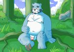 anthro balls belly blue_body blue_fur blush detailed_background flaccid foreskin fur genitals humanoid_genitalia humanoid_hands humanoid_penis kemono male moobs navel nipples outside overweight overweight_anthro overweight_male partially_retracted_foreskin penis sitting solo white_body white_fur hokolee32 bonasiah full_attack sophring_jie bear mammal 2020 hi_res