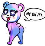 anthro bear_tail blush breasts butt charming female glistening glistening_eyes nude simple_background solo sparkles sparkling_eyes forcekin animal_crossing nintendo judy_(animal_crossing) bear mammal