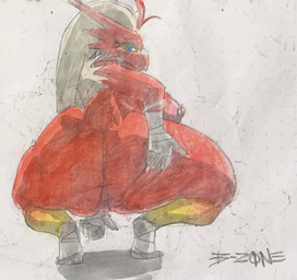 anthro areola barbell_piercing big_breasts blue_eyes blush blush_lines breasts butt female genitals nipple_piercing nipples nude piercing red_body simple_background smile solo spread_butt spreading tail thick_thighs vulva wide_hips ppmp nintendo pokemon avian bird blaziken generation_3_pokemon pokemon_(species) hi_res