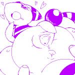 1:1 ampharos anus bodily_fluids conditional_dnp drooling duo exed_eyes female generation_2_pokemon genitals heart_symbol looking_at_viewer low_res monochrome nintendo open_mouth pokemon pokemon_(species) purple_and_white pussy saliva