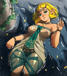 5_fingers areola big_breasts blonde_hair breasts clothed clothing female female_humanoid fingers hair humanoid_pointy_ears looking_at_viewer nipples no_bra not_furry on_model pointy_ears solo teal_eyes translucent translucent_clothing water wet wet_clothing inker_comics nintendo tears_of_the_kingdom the_legend_of_zelda princess_zelda humanoid hylian 2025 absurd_res hi_res portrait