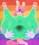 anthro anus anus_outline big_butt bodily_fluids bottomwear bulge butt clothed clothing crossdressing deep_skin femboy gaping gaping_anus hair horn legs_up lgbt_pride looking_at_viewer lying male on_back pants pink_body pink_hair presenting presenting_hindquarters pride_color_background pride_colors rainbow_background rainbow_pride_colors rainbow_symbol seven-stripe_rainbow_pride_colors simple_background solo spread_butt spread_legs spreading sweat tight_clothing yoga_pants inimus mythology boon_(vimhomeless) equid equine mammal mythological_creature mythological_equine unicorn absurd_res hi_res