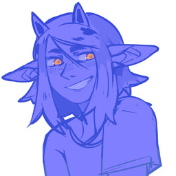 clothed clothing female front_view glistening glistening_eyes grin horn looking_aside orange_eyes shirt simple_background small_horn smile solo t-shirt topwear unsigned white_background corzh77 humanoid 1:1 absurd_res bust_portrait hi_res icon portrait restricted_palette