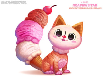 ambiguous_gender black_eyes cherry dessert feral food fruit humor ice_cream looking_at_viewer plant pun simple_background solo text visual_pun white_background piper_thibodeau domestic_cat felid feline felis food_creature ice_cream_creature mammal digital_media_(artwork) digital_painting_(artwork) painting_(artwork) url