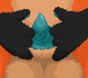 animal_genitalia anthro balls big_balls black_hands cervix cyan_insides fluffy fluffy_balls genitals male orange_body penis presenting_cervix sheath solo spreading ved_s ved_s_(fox) canid canine fox mammal