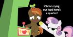apple bronybyexception brown_fur brown_hair button_mash_(mlp) crying duo english_text equine female friendship_is_magic fruit fur game green_eyes hair hat horn horse male mammal money my_little_pony open_mouth pony purple_hair sweetie_belle_(mlp) tails tears text two_tone_hair unicorn white_fur
Rating: Safe
Score: 7
User: darknessRising
Date: March 31, 2014