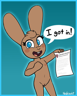 anthro blue_background blue_eyes blush blush_stickers brown_body brown_fur brown_nipples buckteeth certificate dialogue female fur genitals head_tuft innie_vulva loli navel nipples nude nude_anthro nude_female open_mouth open_smile rabbit_ears simple_background smile solo speech_bubble teeth tongue tuft vulva young young_anthro young_female heshieokf harvard_university nerdmouse_bunny_(nerdmouse) lagomorph leporid mammal rabbit hi_res