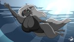 anthro big_breasts breasts clothing female huge_breasts one-piece_swimsuit solo swimwear underwater water chrisandcompany kelsey_sienna mammal mephitid skunk 7:4 absurd_res hi_res