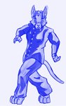 anthro butt clothing cosplay female jojo_pose pose school_uniform simple_background sketchy solo uniform white_background jojo's_bizarre_adventure celeste_winston_(freezia) koichi_hirose felid mammal 5:8 blue_and_white meme monochrome