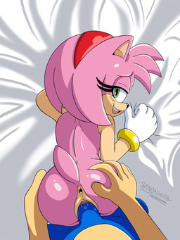 anthro anus blush butt butt_focus doggystyle duo female from_behind_position genitals male male/female penetration penile penile_penetration penis penis_in_vagina pink_body sex vaginal vaginal_penetration spindasher98 sega sonic_the_hedgehog_(series) amy_rose sonic_the_hedgehog eulipotyphlan hedgehog mammal 3:4 hi_res