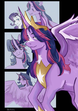 blush crown duo eye_bags female feral headgear horn regalia simple_background smile wings killektric friendship_is_magic hasbro my_little_pony mythology rarity_(mlp) twilight_sparkle_(mlp) equid equine humanoid mammal mythological_creature mythological_equine unicorn winged_unicorn hi_res