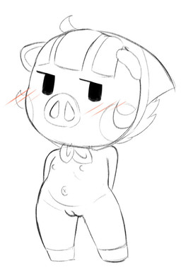 anthro blush embarrassed female flat_chested genitals hair loli looking_at_viewer mouthless nipples nude short_hair solo vulva young young_anthro young_female dizzytizzy animal_crossing nintendo daisy_mae_(animal_crossing) mammal suid suine hi_res monochrome