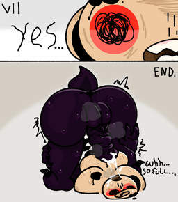 animal_genitalia animal_penis autofellatio balls big_balls big_breasts big_butt big_penis black_liquid bodily_fluids breasts butt claws cum cum_inflation cum_inside cum_on_face cum_string cumshot eager ejaculation equine_genitalia equine_penis excited exhausted for_a_head genital_fluids genitals glistening glistening_body gripping_leg gynomorph ichor inflated_belly inflation intersex masturbation oral oral_masturbation penile penile_masturbation penis purple_body red_eyes scribbled_pupils shaking shivering solo sweat tail text thick_thighs asherr blushcrunch_studio dandy's_world roblox shelly_(dandy's_world) humanoid object_head toon_(dandy's_world) comic english_text hi_res