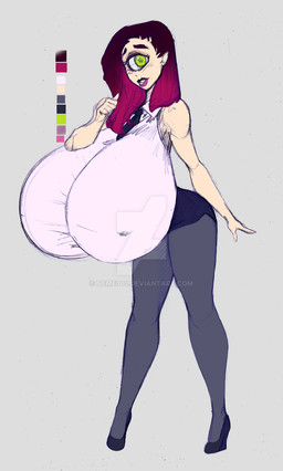 1_eye 5_fingers big_breasts blush bottomwear breasts clothed clothing eyebrows eyelashes female fingers footwear green_eyes hair high_heels huge_breasts hyper hyper_breasts leggings legwear lips looking_at_viewer necktie nipple_outline nipples not_furry purple_hair shirt shoes simple_background skirt smile solo standing thick_lips tight_clothing tight_shirt tight_topwear topwear white_background neme303 nemesisprime909 cyclops humanoid monster monstrous_humanoid 2025 hi_res
