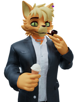 blonde_hair brown_eyeshadow chain_collar claws clothing collar collar_tag collared_shirt cosplay dessert dress_shirt ear_piercing ear_ring eye_bags eyeshadow finger_claws food fur green_eyes grey_clothing hair holding_food holding_ice_cream holding_object ice_cream looking_at_viewer makeup male multiple_piercings object_in_mouth orange_body orange_fur piercing ring_piercing shirt simple_background smoking_pipe smoking_pipe_in_mouth solo suit topwear white_background albazcythe maxspec top_gear james_may phoenix_(maxspec) domestic_cat felid feline felis mammal 3d_(artwork) blender_(artwork) blender_eevee_(artwork) digital_media_(artwork) hi_res