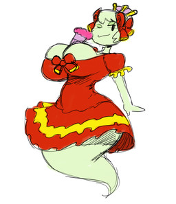 accessory big_breasts bow_accessory bow_ribbon breasts clothed clothing crown dress female floating folding_fan ghost_tail hair hair_accessory hair_bow hair_ribbon hand_fan headgear holding_fan holding_object humanoidized narrowed_eyes not_furry one_eye_closed red_clothing ribbons short_hair simple_background smile smirk solo split_form super_crown three-quarter_view wide_hips wink angstrom mario_bros nintendo paper_mario lady_bow boo_(mario) ghost humanoid spirit 2018 digital_media_(artwork) full-length_portrait hi_res meme portrait sketch