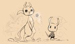 anthro black_body black_eyes black_sclera duo fungus holding_object holding_weapon horn looking_at_viewer male mushroom simple_background standing tail tan_background weapon white_eyes jubb hollow_knight microsoft ori_(series) team_cherry xbox_game_studios ori_(ori) the_knight_(hollow_knight) arthropod guardian_spirit insect vessel_(species) 2020 signature