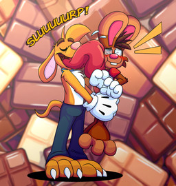 3_toes 4_fingers anthro big_feet big_tongue blush blush_lines bottomwear cartoon_gloves claws clothing collar curling_toes duo face_lick feet fingers licking long_tongue male male/male pants paws red_tongue size_difference spread_toes tail toe_claws toes tongue toony toony_moment uvula wide_tongue doggydog doggydog_(character) roderick_(tamerkoh) toon_doggydog_(doggydog) canid canine canis domestic_dog lagomorph leporid mammal rabbit hi_res