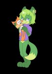 anthro duo fur green_body green_fur hug male male/male plushie red_nose simple_background transparent_background minum bubsy_(series) alex_nerpy_fox bubsy bobcat canid canine felid feline fox lynx mammal absurd_res alpha_channel hi_res