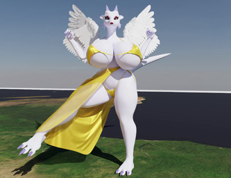 anthro big_breasts bikini breasts clothed clothing day female huge_breasts outside pareo solo swimwear two-piece_swimsuit white_body wings ndrnight mythology nighta_(character) dragon mythological_creature mythological_scalie scalie 3d_(artwork) 3d_animation animated blender_(artwork) digital_media_(artwork) no_sound short_playtime webm