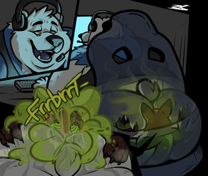 anthro bodily_fluids butt_sniffing cross-eyed duo facefarting facesitting fart fart_cloud fart_fetish fur green_fart_cloud hypnosis hypnotic_eyes larer_on_top larger_male livestream male male/male mind_control musk obese obese_anthro obese_male orange_body orange_fur overweight overweight_anthro overweight_male ringed_eyes sitting sitting_on_another size_difference smaller_male smelly sniffing sweat white_body white_fur ziuki bear canid canine fox mammal polar_bear ursine