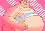 5_fingers anthro belly big_belly biped clothing fingers kemono male obese obese_male overweight overweight_male pink_body shirt simple_background solo topwear marumu_5656 dragon_quest dragon_quest:_the_adventure_of_dai square_enix crocodine crocodile crocodilian reptile scalie 2024