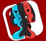 absurd_res animate_inanimate anthro black_eyes blanagami breasts canid female genitals hi_res mammal nintendo nintendo_switch nipples nude open_mouth pussy short_stack solo switch_dog