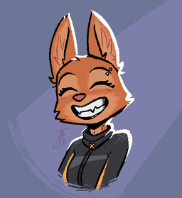 anthro clothed clothed_anthro clothed_female clothing eyebrow_piercing eyebrows eyelashes eyes_closed facial_piercing female fur grin orange_body orange_fur piercing pink_nose simple_background smile solo theblueberrycarrots dreamworks the_bad_guys diane_foxington canid canine fox mammal red_fox true_fox 2023 dated digital_drawing_(artwork) digital_media_(artwork) signature