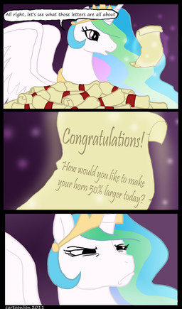 annoyed dialogue displeased feathered_wings feathers female feral fur hair horn magic multicolored_hair open_mouth pink_eyes princess rainbow_hair royalty scroll spam_mail text white_body white_feathers white_fur wings cartoonlion friendship_is_magic hasbro my_little_pony mythology princess_celestia_(mlp) equid equine mammal mythological_creature mythological_equine winged_unicorn comic english_text hi_res
