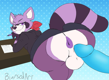 anthro anus backsack balls bedroom_eyes big_butt bottomwear butt clothed clothing crossdressing curvy_figure cute_fangs duo eyelashes eyeliner fangs femboy genitals hankerchief huge_butt imminent_sex looking_back makeup male male/male male_anthro miniskirt narrowed_eyes offscreen_male paperwork raised_tail secretary seductive skirt tail teeth thick_thighs voluptuous wide_hips blursedart indigo_park lloydford_l._lion rambley_raccoon felid lion mammal pantherine procyonid raccoon 2025 digital_media_(artwork) hi_res