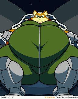 anthro belly big_belly big_cheeks big_moobs big_nipples black_nipples bouncing_belly brown_body brown_fur celestial_star chubby_cheeks clothed clothing cream_belly double_chin exposed_belly fur gloves green_eyes hand_on_belly handwear huge_belly inside_vehicle love_handles male moobs navel nipples obese obese_anthro obese_male open_bodysuit overweight overweight_anthro overweight_male pilot sitting solo space spacecraft struggling_to_fit tan_body tan_fur text thick_thighs toony unzipped vehicle wardrobe_malfunction wide_hips wobble wobbling wobbling_belly zipper roundwombo nintendo star_fox fox_mccloud canid canine fox mammal 2025 animated url