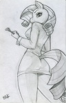 2013 anthro anthrofied bhawk biped black_and_white bottomwear clothing equid equine female friendship_is_magic hasbro horn jacket mammal monochrome my_little_pony mythological_creature mythological_equine mythology rarity_(mlp) riding_crop skirt solo standing topwear traditional_media_(artwork) unicorn whip