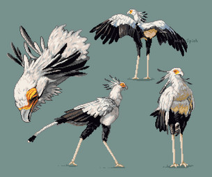 ambiguous_gender beak biped claws feathered_wings feathers feral white_body white_feathers wings mich-spich cc-by-nc-nd creative_commons accipitriform avian bird secretary_bird digital_media_(artwork) pixel_(artwork)