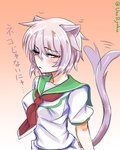 blush female looking_at_viewer red_eyes solo text unoryoku kantai_collection animal_humanoid cat_humanoid felid felid_humanoid feline feline_humanoid humanoid mammal mammal_humanoid 2015 4:5 japanese_text signature translated