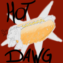 anthro anthro_to_inanimate food hair half-closed_eyes hot_dog inanimate_transformation long_hair male narrowed_eyes red_background simple_background smile smiling_at_viewer solo text transformation luckyhomie bird_dog canid canine canis domestic_dog hunting_dog labrador mammal retriever 1:1 absurd_res colored digital_media_(artwork) hi_res sketch