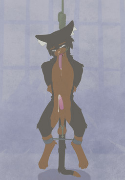 4_toes animal_genitalia animal_penis balls barefoot bdsm black_body black_fur bodily_fluids bondage bound brown_body brown_eyebrows brown_fur claws cuff_(restraint) cum death erection eyebrows feet feline_genitalia feline_penis fur fuzzy genital_fluids genitals grey_eyes grey_sclera hands_behind_back hanged inner_ear_fluff male multicolored_body multicolored_fur noose nude open_mouth orange_nose penis pink_tongue restrained_legs restraints rope rope_bondage saggy_balls saliva sheath simple_background solo tears teeth toe_claws toes tongue tongue_out tuft white_body white_fur chuchochi domestic_cat felid feline felis mammal hi_res