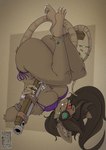 ammunition anthro barefoot big_breasts big_butt bikini breasts brown_body brown_fur brown_hair butt clothing ear_piercing eye_scar facial_scar feet female fur gun hair long_hair looking_at_viewer nipple_outline piercing purple_bikini purple_clothing purple_swimwear ranged_weapon red_eyes rifle scar solo swimwear tail two-piece_swimsuit weapon yawg warhammer_(franchise) flint_(yawg) mammal murid murine rat rodent skaven 2025 hi_res