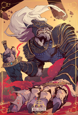 anthro armor black_armor covered_eyes fangs hair long_hair male melee_weapon solo sword teeth weapon white_hair fihable elden_ring fromsoftware maliketh_(elden_ring) canid canine canis mammal wolf 2022 absurd_res hi_res